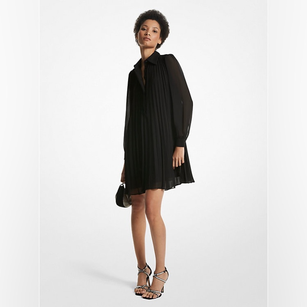 NWT Michael Kors Georgette Pleated Shirtdress